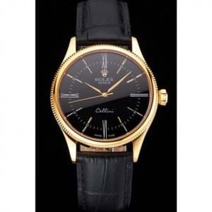 Superclone Rolex Cellini 38mm Zwarte Wijzerplaat REP016814