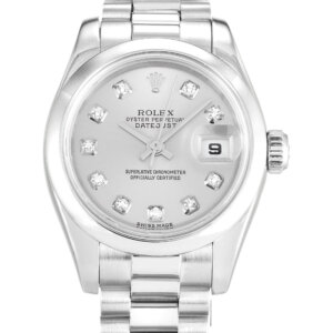 Rolex Lady-Datejust 26mm Zilveren Wijzerplaat 179166