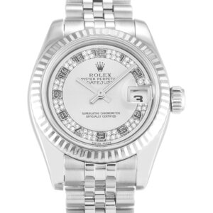 Rolex Lady-Datejust 26mm Zilveren Wijzerplaat 179174