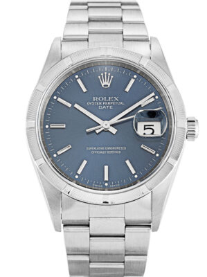 Replica Rolex Oyster Perpetual Date 34mm Blue Dial 15210 photo review