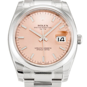 Rolex Oyster Perpetual Date 34mm Zalmkleurige Wijzerplaat 115200