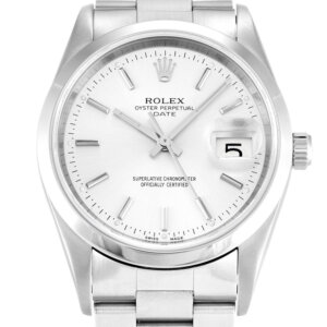 Rolex Oyster Perpetual Date 34 mm zilveren wijzerplaat 15200