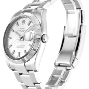 Rolex Oyster Perpetual Date 34 mm zilveren wijzerplaat 115210