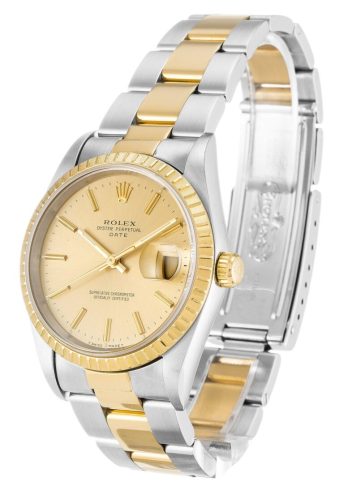 Replica Rolex Oyster Perpetual Date 34mm Champagne Dial 15223 photo review