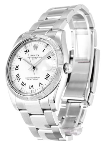 Replica Rolex Oyster Perpetual Date 34mm White Dial 115210 photo review