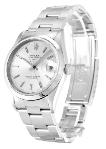 Replica Rolex Oyster Perpetual Date 34mm Silver Dial 15200 photo review