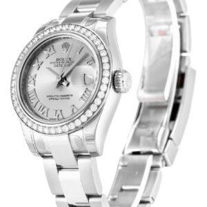 Rolex Lady-Datejust 26mm Zilveren Wijzerplaat 179384