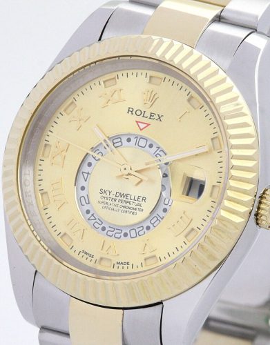 Replica Rolex Sky-Dweller 42mm Gold Dial 326938-2 photo review