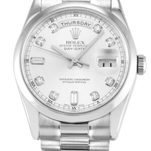 Rolex Day-Date II 40mm Zilveren Wijzerplaat 218239