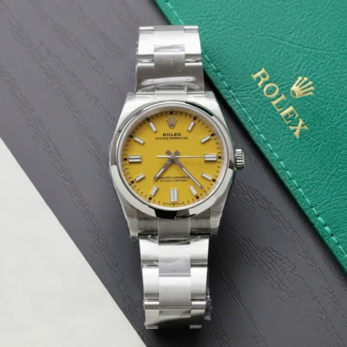 Replica Rolex Oyster Perpetual Lady 36mm Yellow Dial 126000 photo review