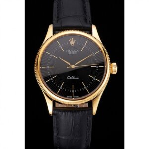 Superclone Rolex Cellini 38mm Zwarte Wijzerplaat REP016803