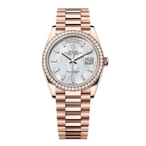 Superclone Rolex Day-Date White Mother-of-Pearl Diamond Dial 128345rbr-0077 36 mm