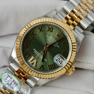 Replica Rolex Datejust Olive Green Roman Diamond Dial 126233-0025 36 mm