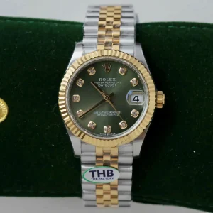 Vista alternativa de Replica Rolex Datejust Olive Green Diamond Dial 278273-0030 31 mm