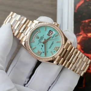 Alternatieve kijk op Superclone Rolex Day-Date Turquoise Diamond Dial 128238-0071 36 mm