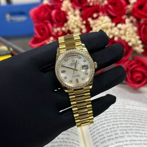 Superclone Rolex Day-Date White Mother-of-Pearl Diamond Dial 128398tbr-0030 36 mm