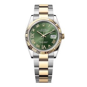 Replica Rolex Datejust Olive Green Roman Diamond Dial 126233-0026 36 mm