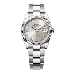 Replica Rolex Datejust Silver Roman Diamond Dial 126234-0030 36 mm