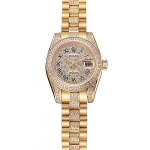 Autre point de vue sur Superclone Rolex Datejust Gold Dial 1453955 21 mm
