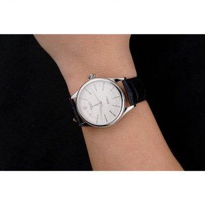 Super Clone Rolex Cellini White Guilloche Dial Stainless Steel Case Black Leather Strap – Image 10