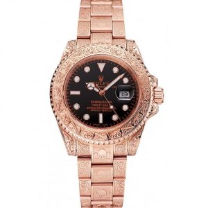 Super Clone Rolex Submariner Skull Limited Edition Black Dial Rose Gold Case And Bracelet 1454086 - Imagen 11