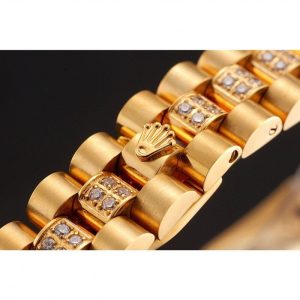 Super Clone Rolex DayJust Diamond Pave Gold Dial Gold Diamond Bracelet 1453953 - Image 5