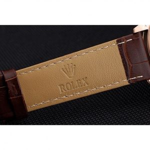 Rolex Cellini White Rose Dial Gold Case Brown Leather Bracelet 622725 - Image 7