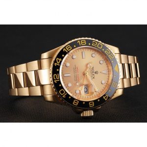 Super Clone Rolex GMT Master II Gold Dial Black Bezel Gold Case And Bracelet 1453749 – Image 4