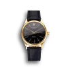 Super Clone Rolex Cellini Black Dial Gold Markings Gold Case Black Leather Strap