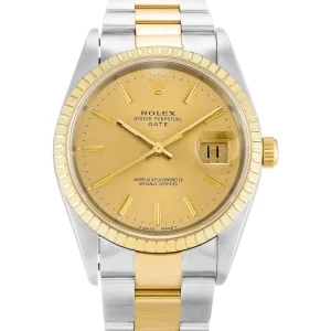 Rolex Oyster Perpetual Date 34mm Champagne 15223 - Image 4