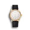 Super Clone Rolex Cellini Date White Dial Gold Case Black Leather Strap