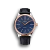 Rolex Cellini Blue Dial Gold Bezel Stainless Steel Case Black Leather Strap 622841
