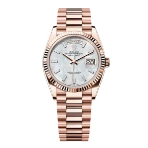 Super Clone Rolex Day-Date White Mother-of-Pearl Diamond Dial 128235-0078 36 mm