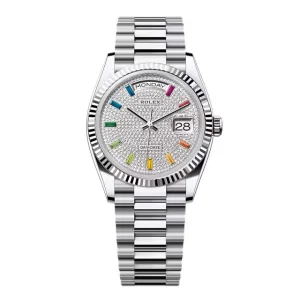 Super Clone Rolex Day-Date Diamond-Paved Dial 128236-0003 36 mm