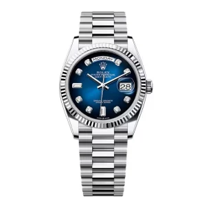 Super Clone Rolex Day-Date Blue Ombré Diamond Dial 128236-0005 36 mm