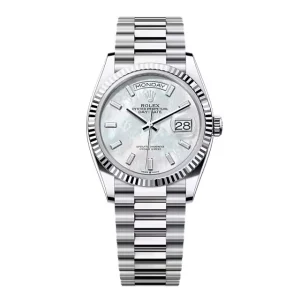 Super Clone Rolex Day-Date White Mother-of-Pearl Diamond Dial 128236-0021 36 mm