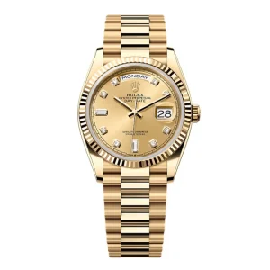 Super Clone Rolex Day-Date Champagne Diamond Dial 128238-0008 36 mm