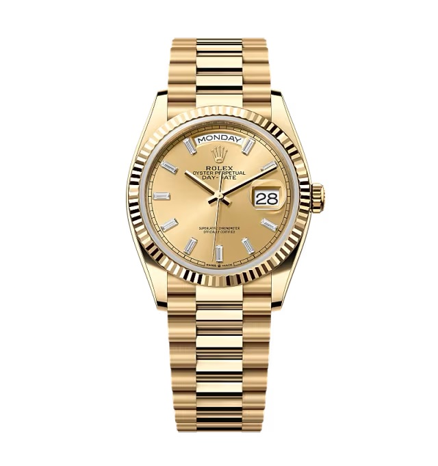 Super Clone Rolex Day-Date Champagne Diamond Dial 128238-0132 36 mm