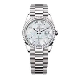 Super Clone Rolex Day-Date White Mother-of-Pearl Diamond Dial 128349rbr-0049 36 mm