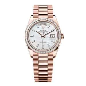 Super Clone Rolex Day-Date White Mother-of-Pearl Diamond Dial 128395tbr-0026 36 mm