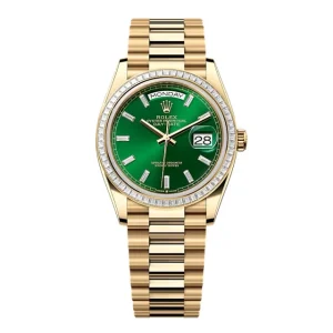 Super Clone Rolex Day-Date Bright Green Diamond Dial 128398tbr-0035 36 mm