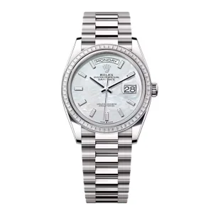 Super Clone Rolex Day-Date White Mother-of-Pearl Diamond Dial 128399tbr-0023 36 mm