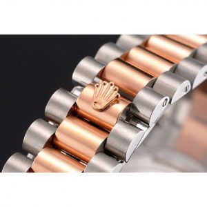 Super Clone Rolex Datejust Rose Gold Dial And Bezel Stainless Steel Case Two Tone Bracelet - Image 6
