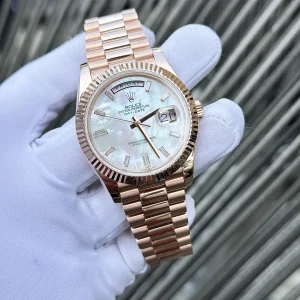 Super Clone Rolex Day-Date White Mother-of-Pearl Diamond Dial 128235-0078 36 mm - Imagen 18