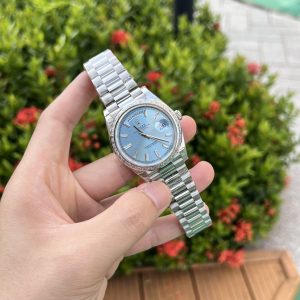 Super Clone Rolex Day-Date Ice Blue Diamond Dial 228396tbr-0002 40 mm - Image 4
