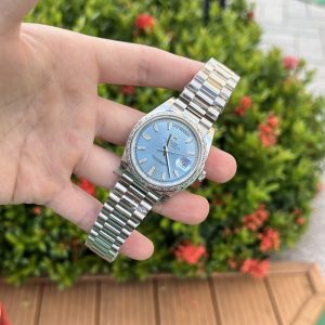 Super Clone Rolex Day-Date Ice Blue Diamond Dial 228396tbr-0002 40 mm - Image 5