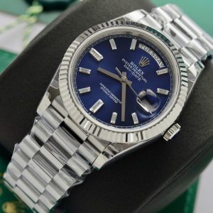 Super Clone Rolex Day-Date Bright Blue Diamond Dial 128239-0069 36 mm – Image 5