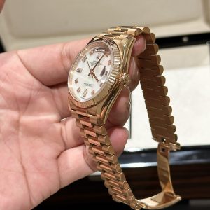 Super Clone Rolex Day-Date White Mother-of-Pearl Diamond Dial 128238-0011 36 mm - Image 6