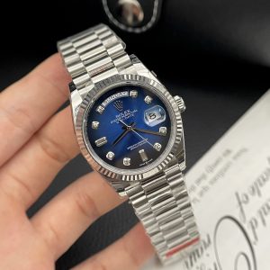 Super Clone Rolex Day-Date Blue Ombré Diamond Dial 128236-0005 36 mm - Imagen 3