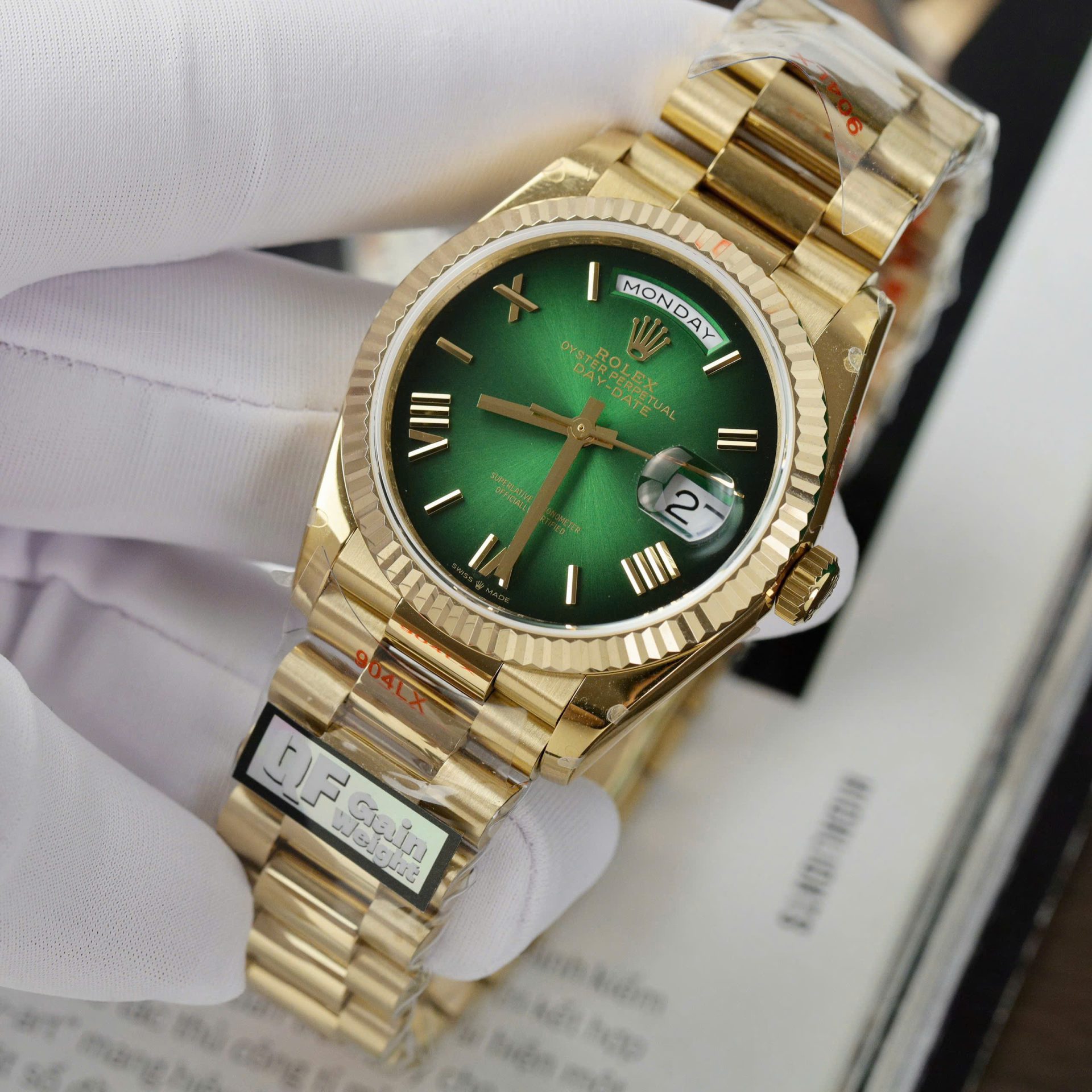 Super Clone Rolex Day-Date Green Ombré Dial 128238-0118 36 mm - Image 5